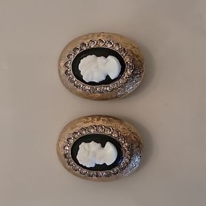 Vintage Jomaz Clip-on Cameo Earrings